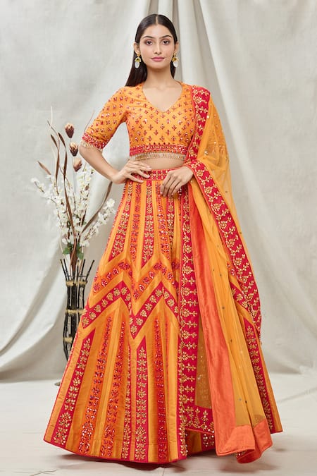Vandana Sethi Mirror Embroidered Bridal Lehenga Set 