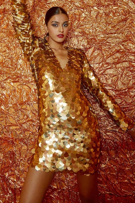 Rose Gold Sequin Dress - Nolabels.in