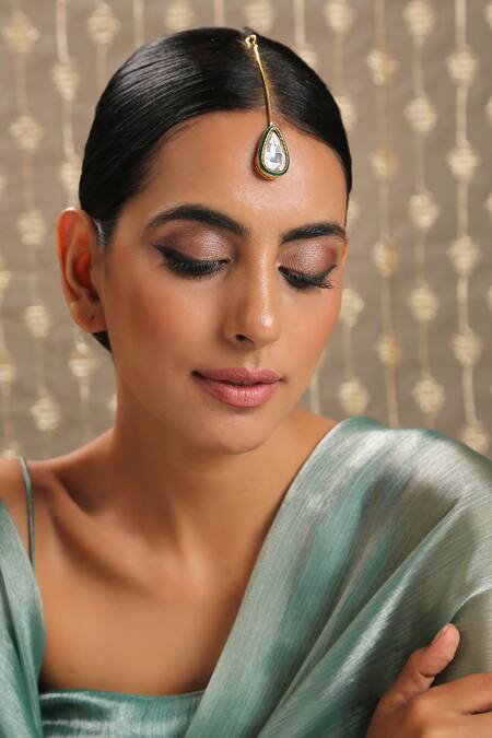 Paisley Pop Gold Plated Polki Maangtikka Online at Aza Fashions Paisley Pop_Gold Plated Polki Maangtikka _Online_at_Aza_Fashions