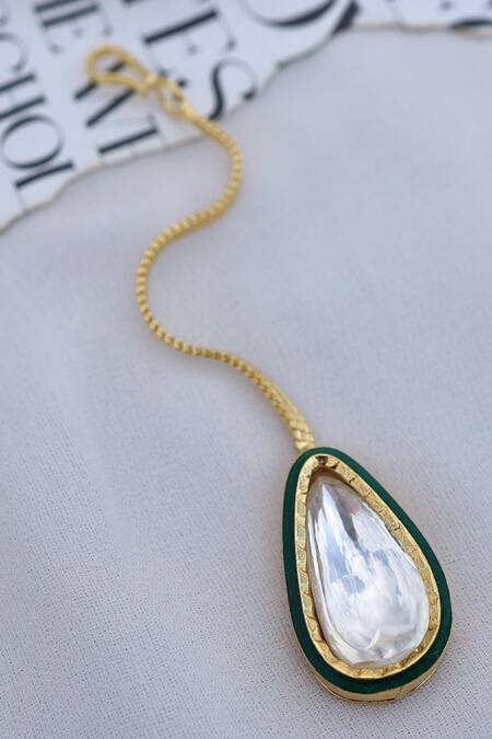 Paisley Pop Gold Plated Polki Maangtikka at Aza Fashions Paisley Pop_Gold Plated Polki Maangtikka _at_Aza_Fashions