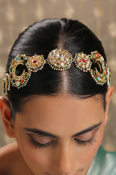 Paisley Pop_Multi Color Stone Multicolor Embellished Headband _at_Aza_Fashions