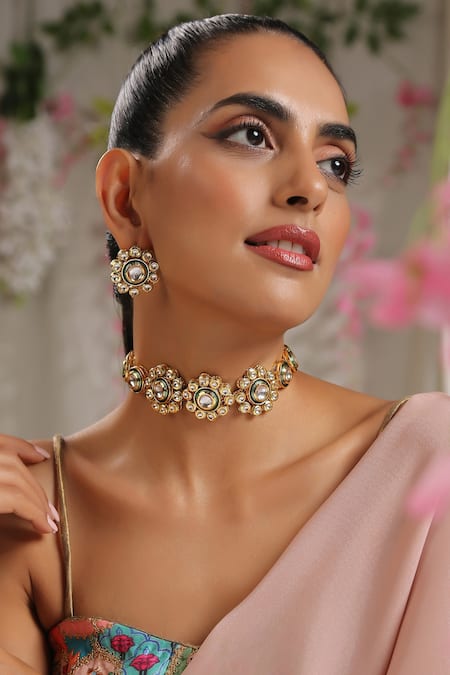 Buy Paisley Pop Gold Plated Floral Kundan Necklace Online at Aza Fashions Buy_Paisley Pop_Gold Plated Floral Kundan Necklace _Online_at_Aza_Fashions