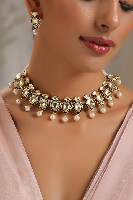 Gold meenakari hot sale necklace set