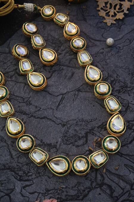 Buy Paisley Pop Gold Plated Kundan Necklace Jewellery Set Online at Aza Fashions Buy_Paisley Pop_Gold Plated Kundan Necklace Jewellery Set _Online_at_Aza_Fashions