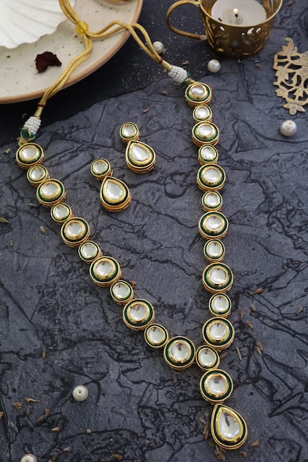Buy Paisley Pop Gold Plated Kundan Necklace Jewellery Set Online at Aza Fashions Buy_Paisley Pop_Gold Plated Kundan Necklace Jewellery Set _Online_at_Aza_Fashions