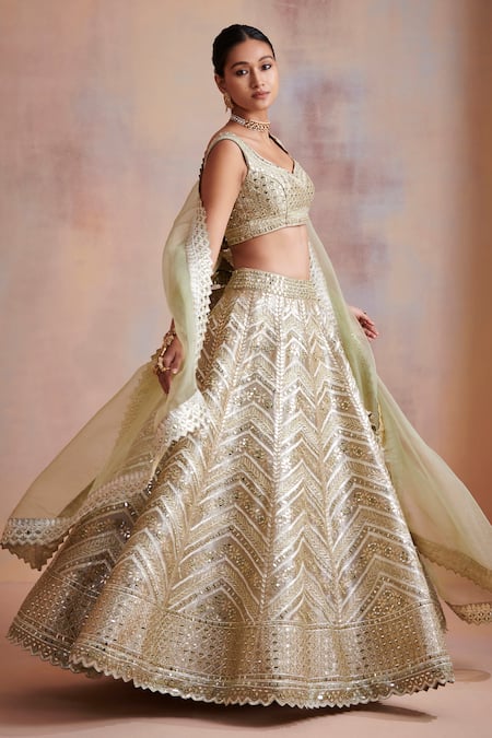 Georgette Resham Work Lehenga Choli In Yellow Colour