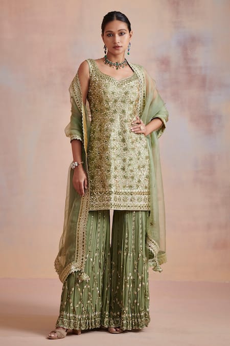 Suhino Mirror Work Kurta Gharara Set 
