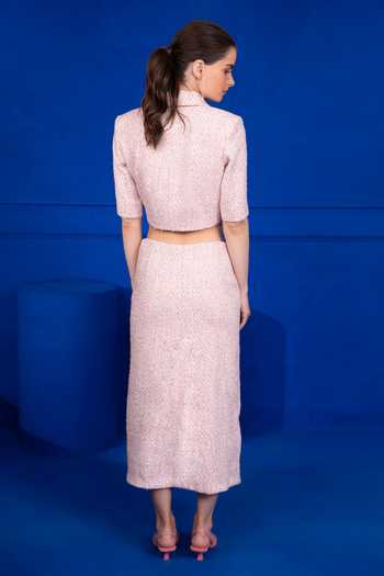 Mani Bhatia Tweed Cropped Blazer & Skirt Set 