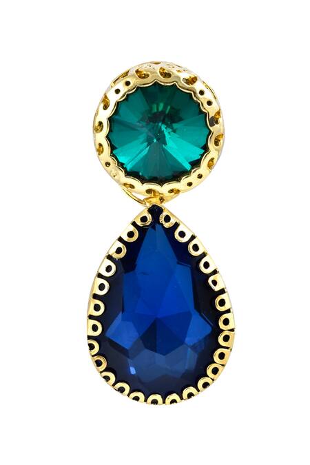 Shop Curio Cottage Blue Stones Drop Earrings Online at Aza Fashions Shop_Curio Cottage_Blue Stones Drop Earrings_Online_at_Aza_Fashions