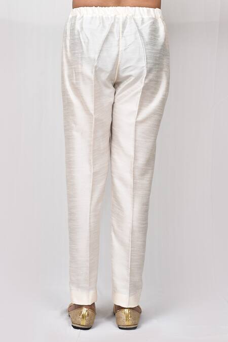 Arihant Rai Sinha_Beige Silk Elasticated Pant _Online_at_Aza_Fashions