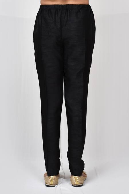 Arihant Rai Sinha_Black Silk Elasticated Pant _Online_at_Aza_Fashions