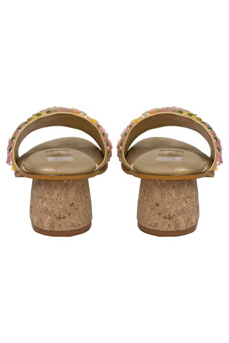 Buy_Kkarma Accessories_Multi Color Embroidery Manihari Block Heels_Online_at_Aza_Fashions