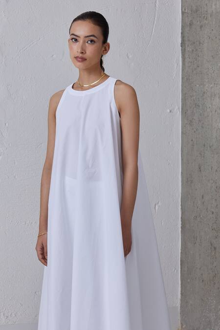 Shop_The Summer House_White Organic Cotton High Neck Audric Tunic And Pant Set _Online_at_Aza_Fashions