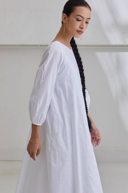 Shop The Summer House White Organic Cotton Round Telupu Panelled Dress Online at Aza Fashions Shop_The Summer House_White Organic Cotton Round Telupu Panelled Dress _Online_at_Aza_Fashions