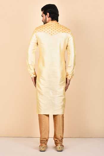 Khwaab By Sanjana Lakhani Beige Dupion Silk Floral Embroidered Kurta Set 2