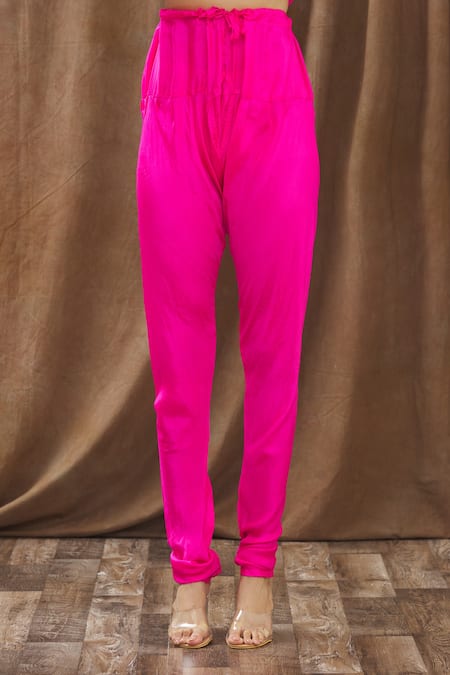 Shop_Gaurav Katta_Pink Georgette Thread And Sequin Notched Placement Embroidered Anarkali Set _Online_at_Aza_Fashions