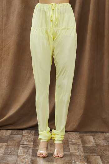 Shop_Gaurav katta_Yellow Georgette Thread And Sequin Notched Placement Embroidered Anarkali Set _Online_at_Aza_Fashions