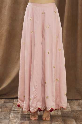 Shop_Gaurav katta_Pink Moda Silk And Georgette Thread & Placement Embroidered Kurta Gharara Set _Online_at_Aza_Fashions