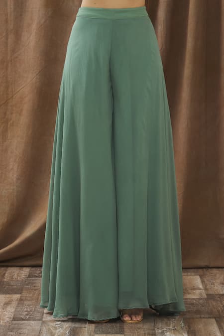 Indian Ladies Casual Loose Fit Green Rayon Plain Flared Wide Leg Palazzo  Pants at Best Price in Jodhpur | Shyamji Garments & Boutiques