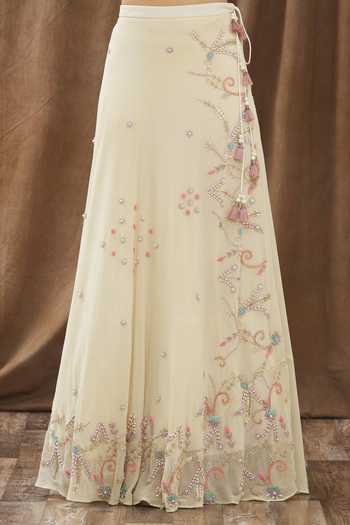 Shop Gaurav katta Beige Pearl, Sequin And Beads, Thread Round Embroidered Lehenga Set Online at Aza Fashions Shop_Gaurav katta_Beige Pearl, Sequin And Beads, Thread Round Embroidered Lehenga Set _Online_at_Aza_Fashions
