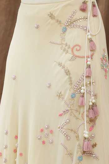 Gaurav katta Beige Pearl, Sequin And Beads, Thread Round Embroidered Lehenga Set at Aza Fashions Gaurav katta_Beige Pearl, Sequin And Beads, Thread Round Embroidered Lehenga Set _at_Aza_Fashions