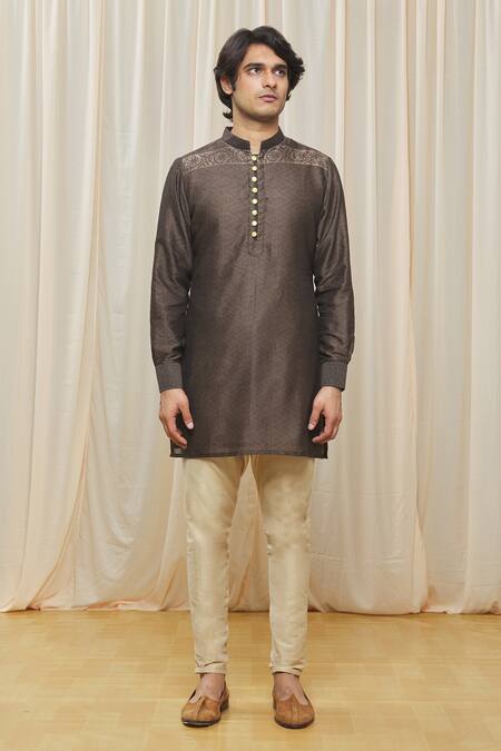 Shop Gaurav Katta Green Chanderi Printed Geometric Kurta Online at Aza Fashions Shop_Gaurav Katta_Green Chanderi Printed Geometric Kurta _Online_at_Aza_Fashions