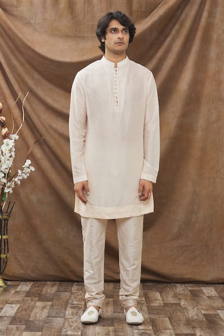 Kora By Nilesh Mitesh_White Jodhpuri Nysha , Mysore Floral Embroidered Jacket Kurta Set_Online_at_Aza_Fashions