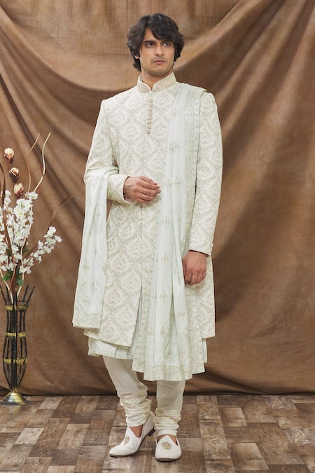 Kora By Nilesh Mitesh Handloom Sherwani Set 