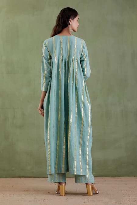 Musal Padmini Metallic Striped Anarkali Set 