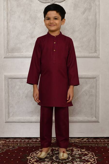 Petite Pomme_Multi Color Silk Stripe Pattern Bundi And Kurta Set_Online_at_Aza_Fashions