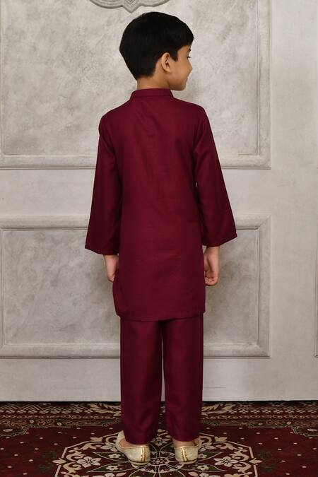 Buy_Petite Pomme_Multi Color Silk Stripe Pattern Bundi And Kurta Set_Online_at_Aza_Fashions