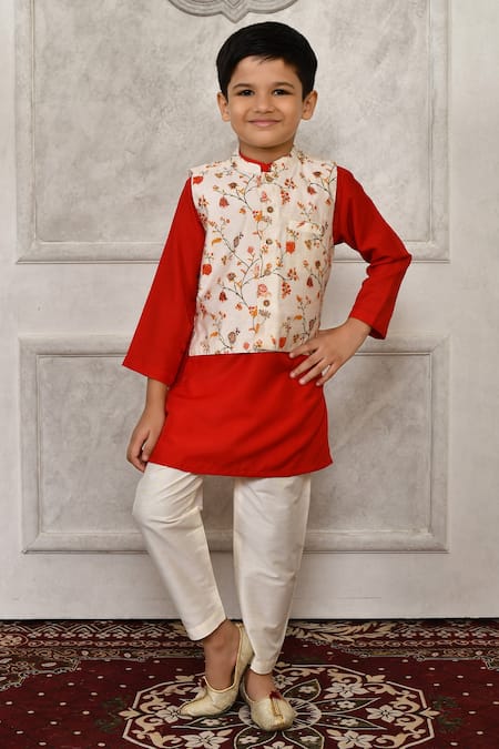 Arihant Rai Sinha Floral Printed Bundi & Kurta Set 