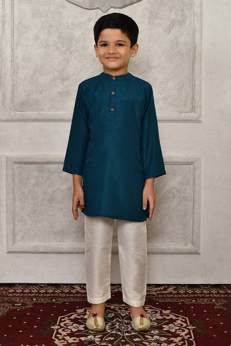 Buy_Petite Pomme_Multi Color Silk Embroidery Floral Printed Bundi And Kurta Set_Online_at_Aza_Fashions