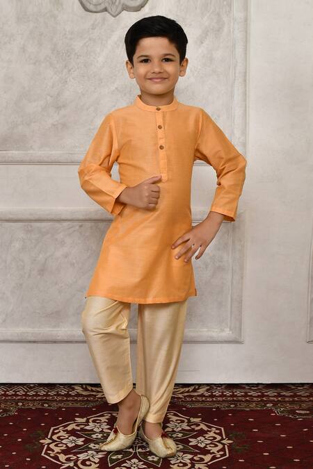 Buy_Petite Pomme_Cream Silk Embroidery Floral Printed Kurta Set_Online_at_Aza_Fashions