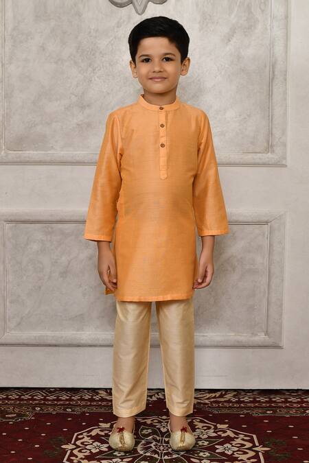 Shop_Petite Pomme_Cream Silk Embroidery Floral Printed Kurta Set_Online_at_Aza_Fashions