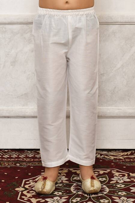 Shop Petite Pomme White Silk Geometric Print Kurta Set Online at Aza Fashions Shop_Petite Pomme_White Silk Geometric Print Kurta Set_Online_at_Aza_Fashions