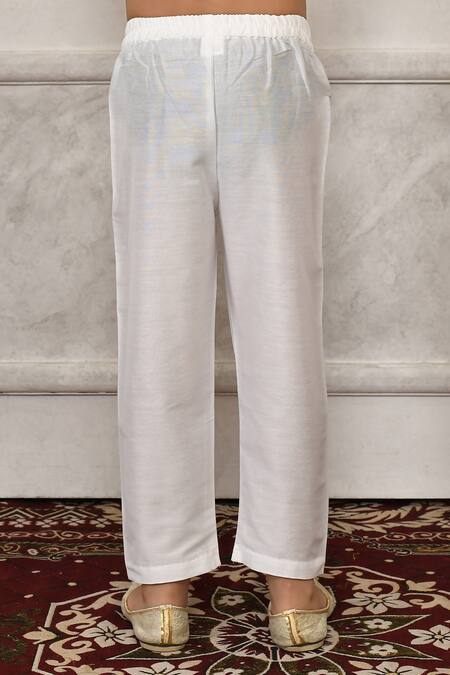 Petite Pomme White Silk Geometric Print Kurta Set at Aza Fashions Petite Pomme_White Silk Geometric Print Kurta Set_at_Aza_Fashions