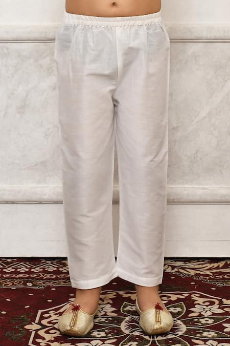 Shop Petite Pomme White Silk Geometric Print Kurta Set Online at Aza Fashions Shop_Petite Pomme_White Silk Geometric Print Kurta Set_Online_at_Aza_Fashions