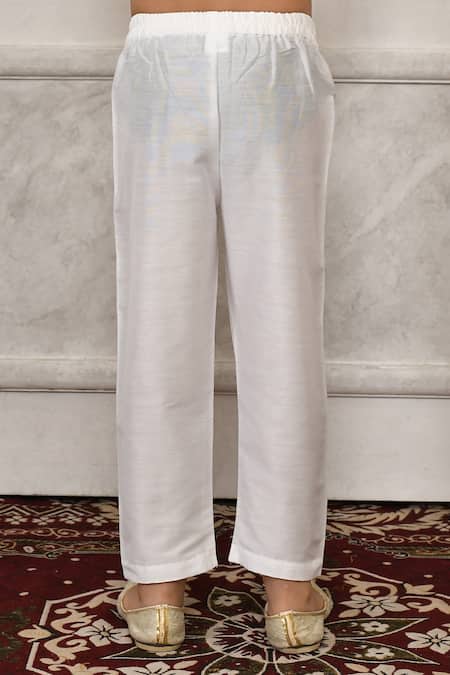 Petite Pomme White Silk Geometric Print Kurta Set at Aza Fashions Petite Pomme_White Silk Geometric Print Kurta Set_at_Aza_Fashions