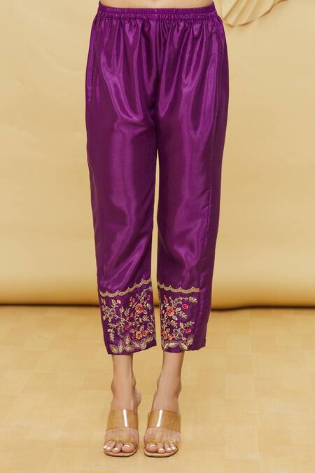 Samyukta Singhania Purple Georgette Embroidery Round Neck Kurta Set at Aza Fashions Samyukta Singhania_Purple Georgette Embroidery Round Neck Kurta Set_at_Aza_Fashions