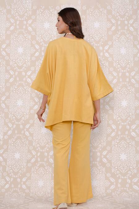 Shop Inej Yellow Rayon Flex Floral, Sequin Crop Top Sweetheart, Embroidered And Pant Set at Aza Fashions Shop_Inej_Yellow Rayon Flex Floral, Sequin Crop Top Sweetheart, Embroidered And Pant Set_at_Aza_Fashions