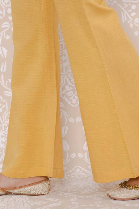 Inej Yellow Rayon Flex Floral, Sequin Crop Top Sweetheart, Embroidered And Pant Set at Aza Fashions Inej_Yellow Rayon Flex Floral, Sequin Crop Top Sweetheart, Embroidered And Pant Set_at_Aza_Fashions