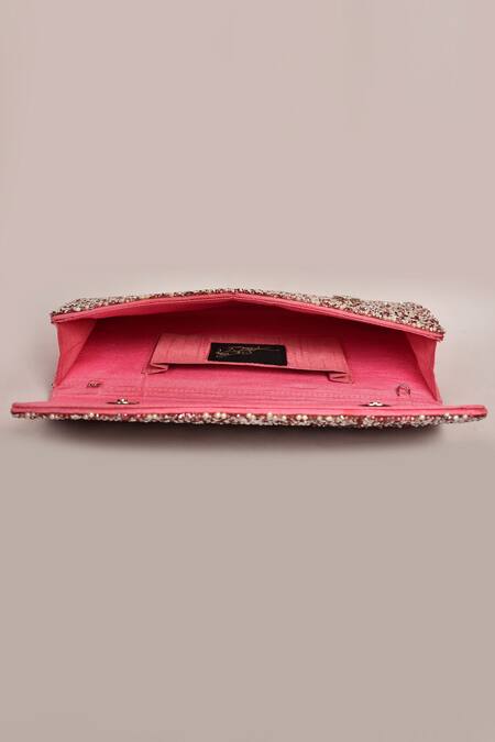 Shop Alor Bags Pink Pearls, Crystals Princess Envelope Clutch Online at Aza Fashions Shop_Alor Bags_Pink Pearls, Crystals Princess Envelope Clutch _Online_at_Aza_Fashions