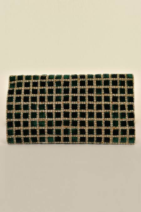 Buy Alor Bags Green Crystals Makhmali Envelope Clutch Online at Aza Fashions Buy_Alor Bags_Green Crystals Makhmali Envelope Clutch _Online_at_Aza_Fashions
