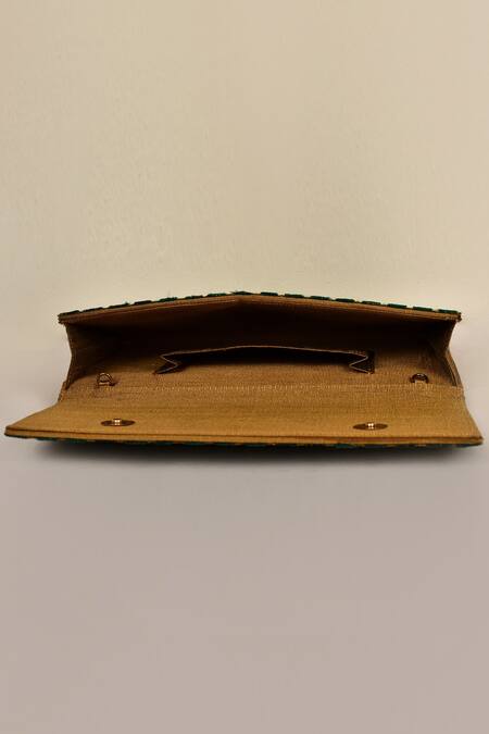 Shop Alor Bags Green Crystals Makhmali Envelope Clutch Online at Aza Fashions Shop_Alor Bags_Green Crystals Makhmali Envelope Clutch _Online_at_Aza_Fashions