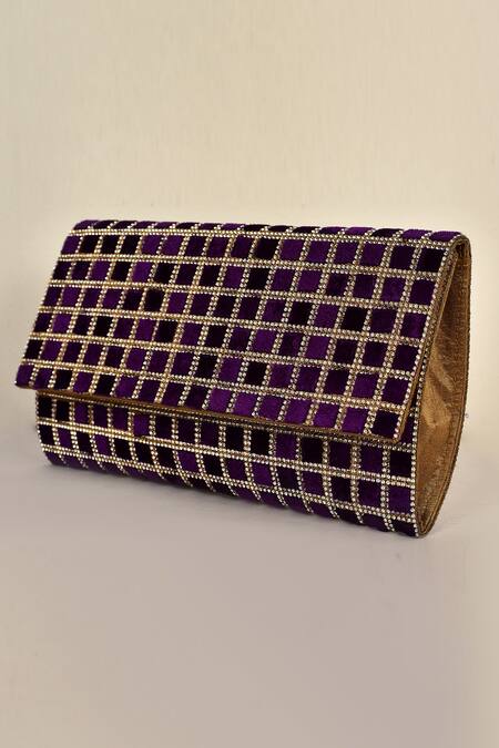 Buy Alor Bags Purple Crystals Makhmali Envelope Clutch Online at Aza Fashions Buy_Alor Bags_Purple Crystals Makhmali Envelope Clutch _Online_at_Aza_Fashions