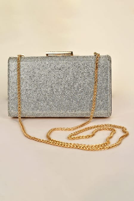Buy_Alor Bags_Silver Rhinestones Maharani Embellished Clutch _Online_at_Aza_Fashions