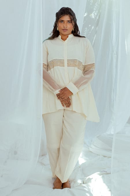 Latha Puttanna White Hand Woven Cotton Gamini Tunic