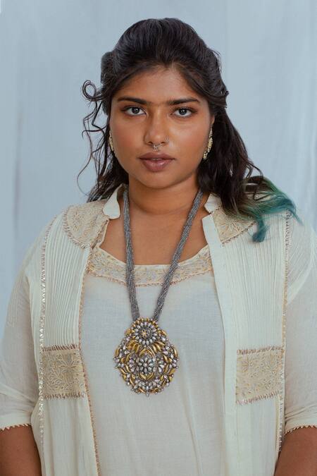 Buy Latha Puttanna White Hand Woven Cotton Floral Motifs Inaya Jacket Online at Aza Fashions Buy_Latha Puttanna_White Hand Woven Cotton Floral Motifs Inaya Jacket _Online_at_Aza_Fashions