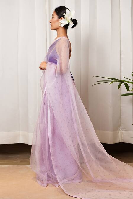 Shop_Shiori_Purple Silk Organza Printed Floral Motifs Saree _Online_at_Aza_Fashions